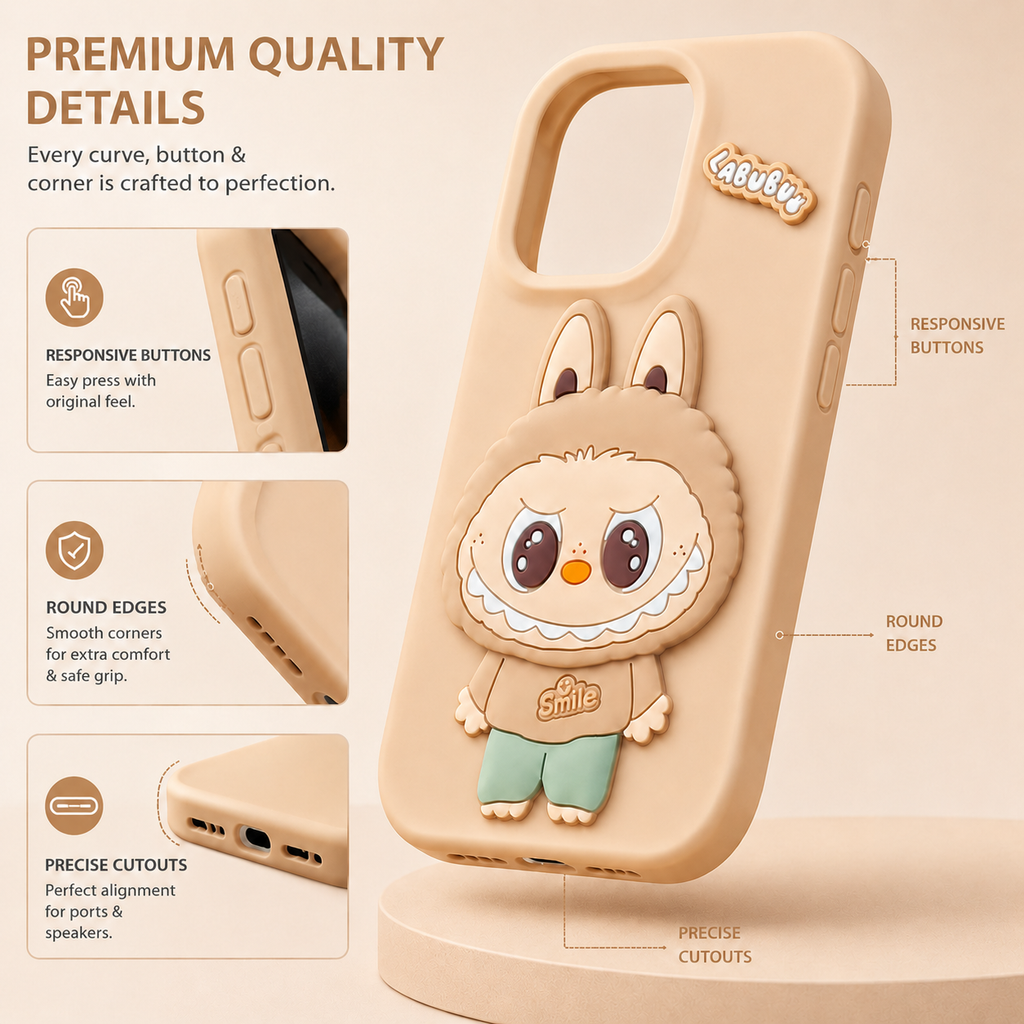 Volix Premium 3D Labubu Silicone Case for iPhone